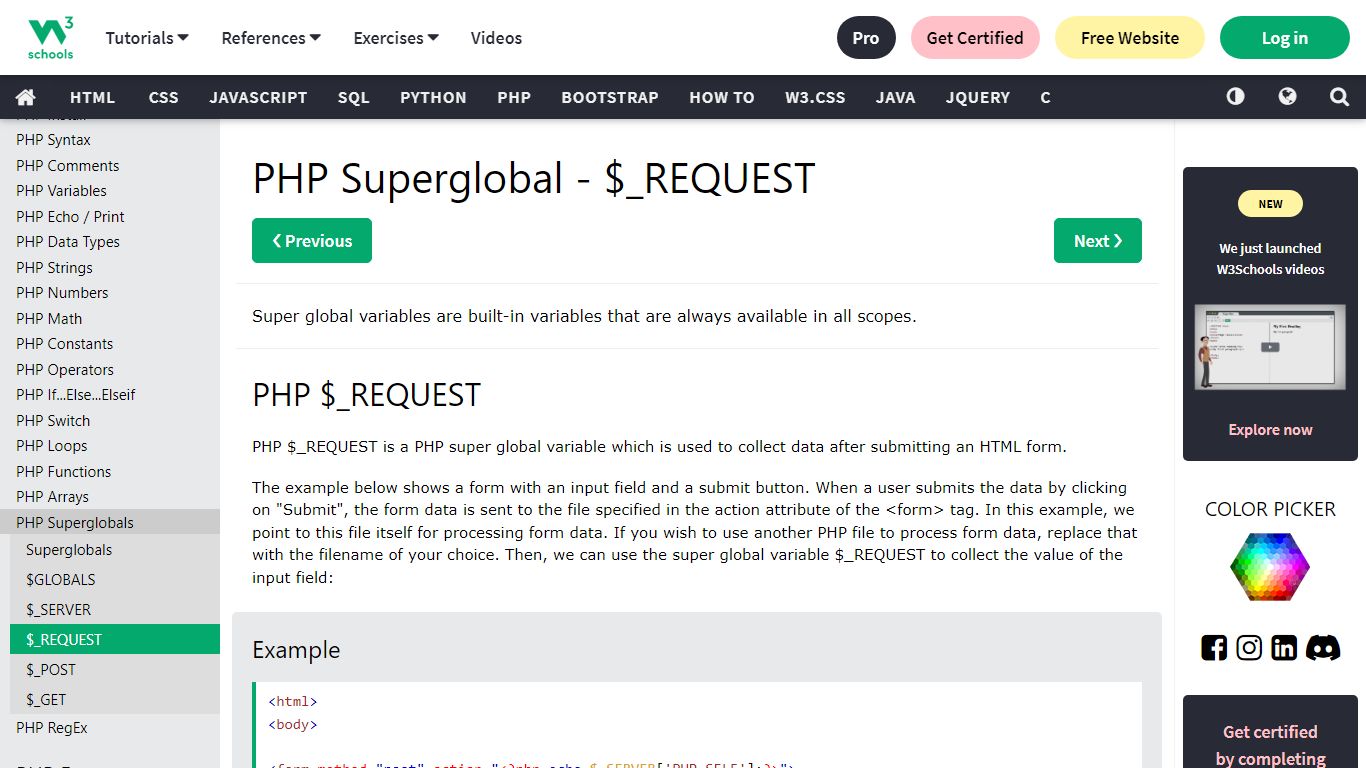 PHP $_REQUEST - W3Schools
